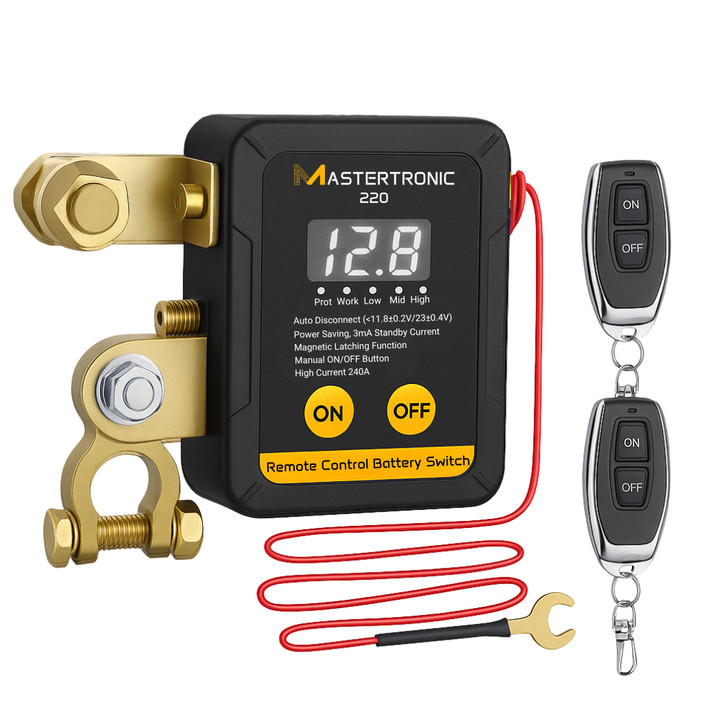 Mastertronic 220 - смарт реле за ON/OFF на акумулатор с дистанционно 12/24V