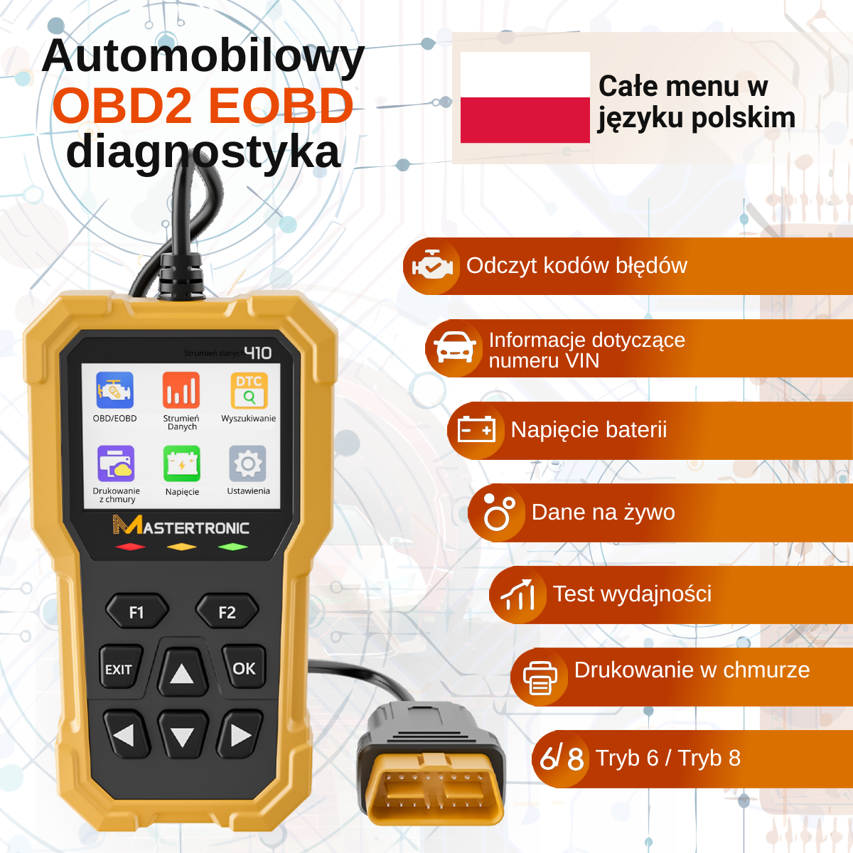 Autodiagnostyka MASTERTRONIC - 410 w języku polskim